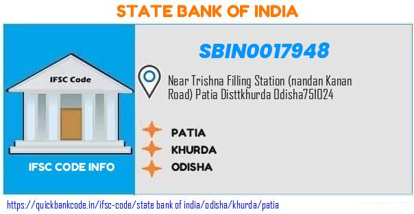 State Bank of India Patia SBIN0017948 IFSC Code