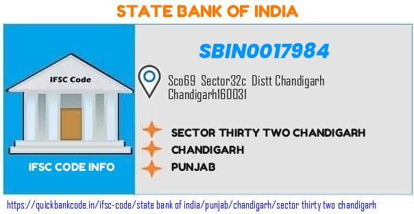 SBIN0017984 State Bank of India. SECTOR THIRTY TWO CHANDIGARH
