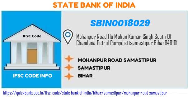 State Bank of India Mohanpur Road Samastipur SBIN0018029 IFSC Code