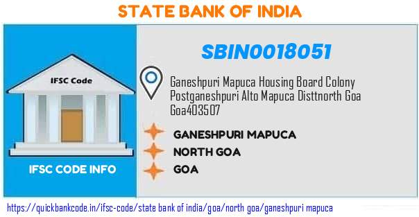 State Bank of India Ganeshpuri Mapuca SBIN0018051 IFSC Code