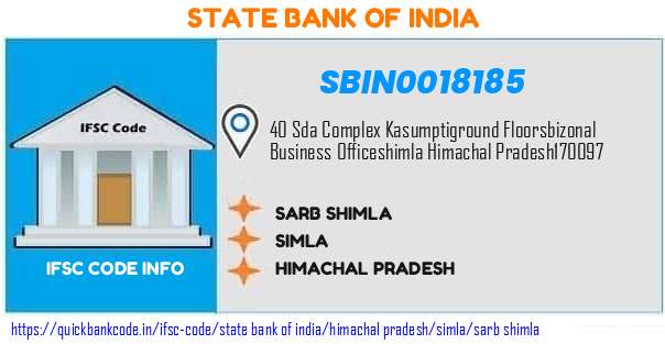 SBIN0018185 State Bank of India. SARB SHIMLA