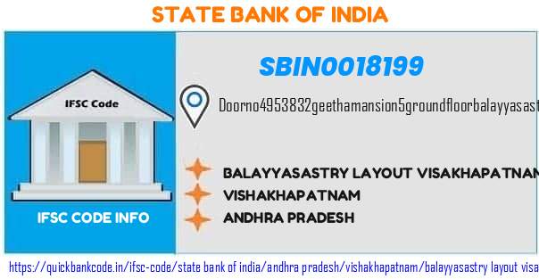 State Bank of India Balayyasastry Layout Visakhapatnam SBIN0018199 IFSC Code