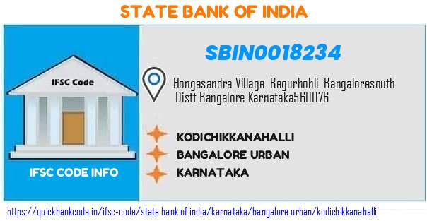 State Bank of India Kodichikkanahalli SBIN0018234 IFSC Code