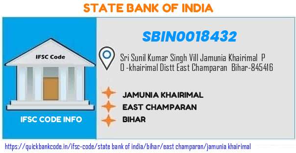 State Bank of India Jamunia Khairimal SBIN0018432 IFSC Code