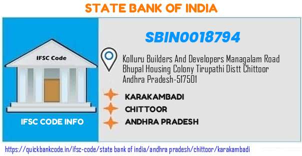 State Bank of India Karakambadi SBIN0018794 IFSC Code