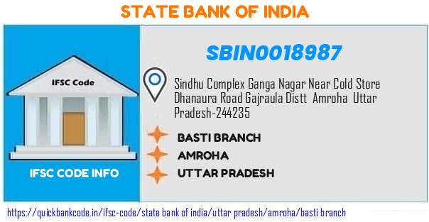 State Bank of India Basti Branch SBIN0018987 IFSC Code