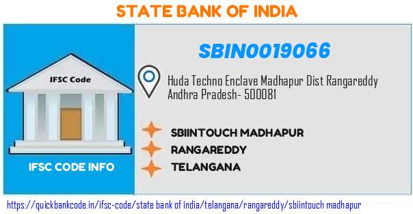 State Bank of India Sbiintouch Madhapur SBIN0019066 IFSC Code