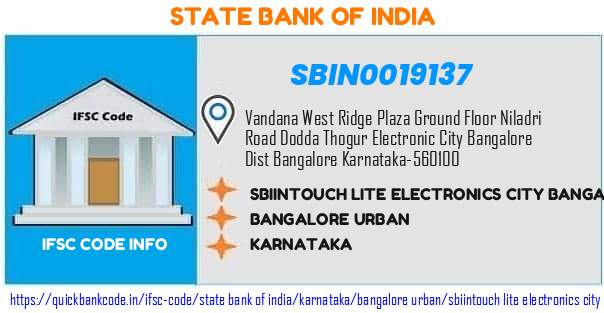 State Bank of India Sbiintouch Lite Electronics City Bangalore SBIN0019137 IFSC Code