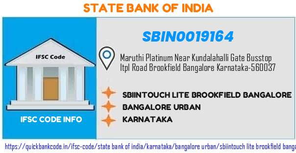 State Bank of India Sbiintouch Lite Brookfield Bangalore SBIN0019164 IFSC Code