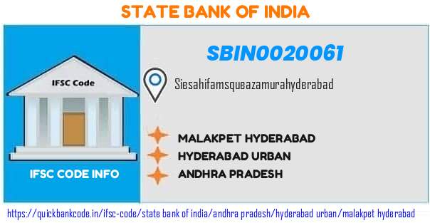 State Bank of India Malakpet Hyderabad SBIN0020061 IFSC Code