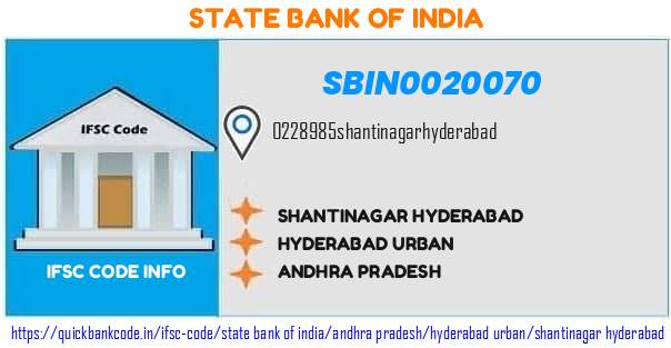 State Bank of India Shantinagar Hyderabad SBIN0020070 IFSC Code