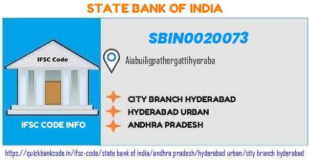 State Bank of India City Branch Hyderabad SBIN0020073 IFSC Code