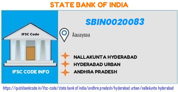 State Bank of India Nallakunta Hyderabad SBIN0020083 IFSC Code