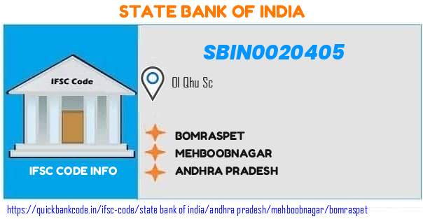 State Bank of India Bomraspet SBIN0020405 IFSC Code