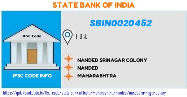 SBIN0020452 State Bank of India. NANDED SRINAGAR COLONY