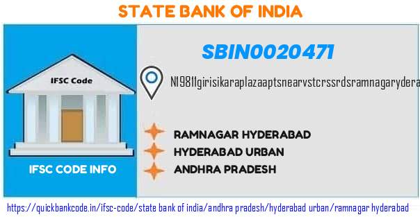 State Bank of India Ramnagar Hyderabad SBIN0020471 IFSC Code