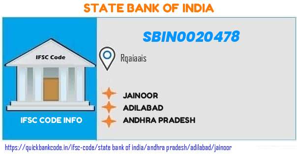 State Bank of India Jainoor SBIN0020478 IFSC Code