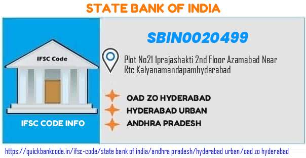 State Bank of India Oad Zo Hyderabad SBIN0020499 IFSC Code