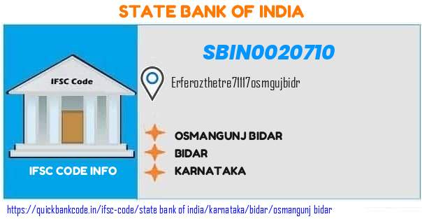 State Bank of India Osmangunj Bidar SBIN0020710 IFSC Code