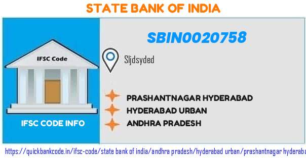State Bank of India Prashantnagar Hyderabad SBIN0020758 IFSC Code