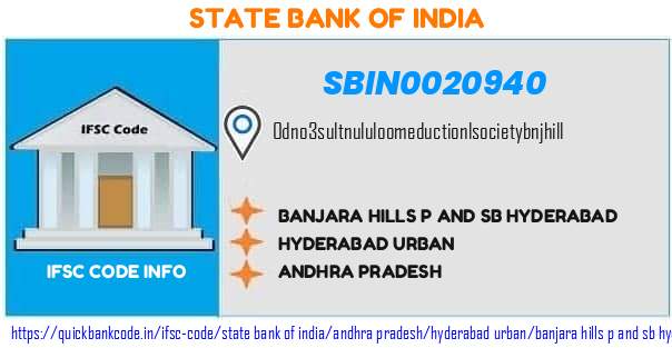 State Bank of India Banjara Hills P And Sb Hyderabad SBIN0020940 IFSC Code