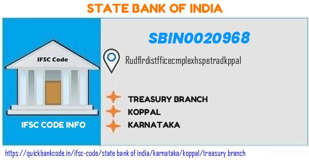 State Bank of India Treasury Branch SBIN0020968 IFSC Code