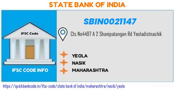 SBIN0021147 State Bank of India. YEOLA