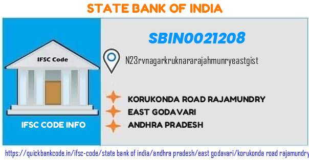 State Bank of India Korukonda Road Rajamundry SBIN0021208 IFSC Code