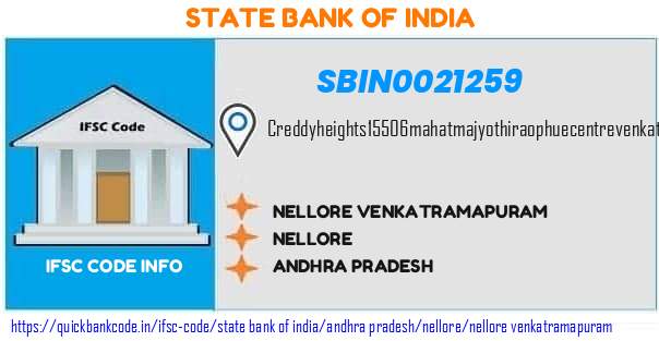 State Bank of India Nellore Venkatramapuram SBIN0021259 IFSC Code