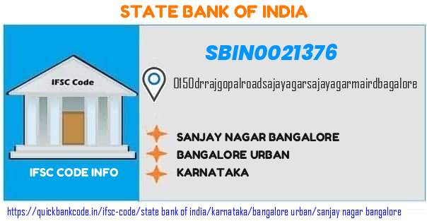 State Bank of India Sanjay Nagar Bangalore SBIN0021376 IFSC Code