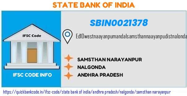 State Bank of India Samsthan Narayanpur SBIN0021378 IFSC Code