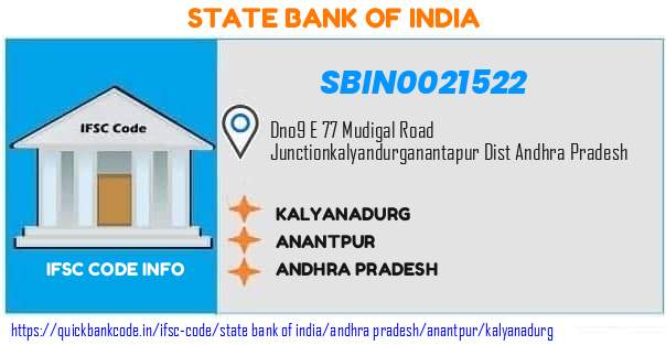 State Bank of India Kalyanadurg SBIN0021522 IFSC Code