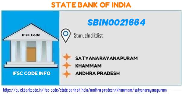 State Bank of India Satyanarayanapuram SBIN0021664 IFSC Code