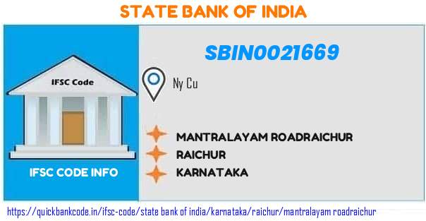 State Bank of India Mantralayam Roadraichur SBIN0021669 IFSC Code
