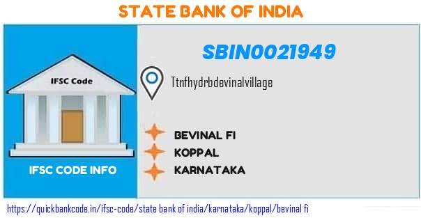 State Bank of India Bevinal Fi SBIN0021949 IFSC Code