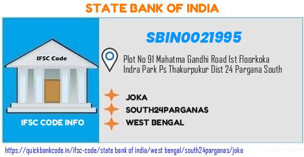 State Bank of India Joka SBIN0021995 IFSC Code
