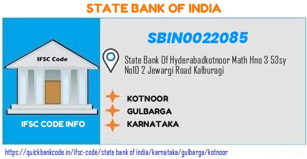 State Bank of India Kotnoor SBIN0022085 IFSC Code