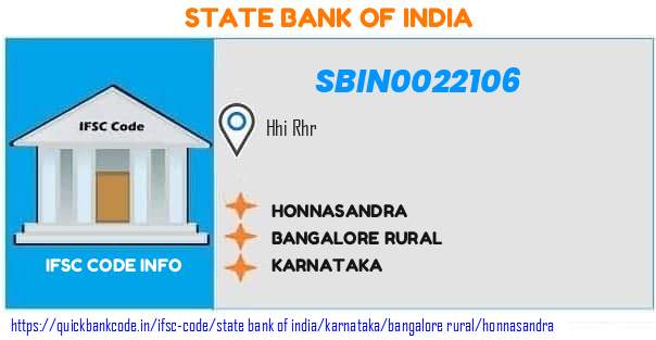 State Bank of India Honnasandra SBIN0022106 IFSC Code