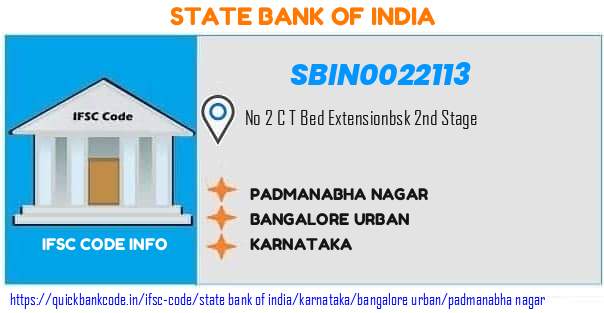 State Bank of India Padmanabha Nagar SBIN0022113 IFSC Code