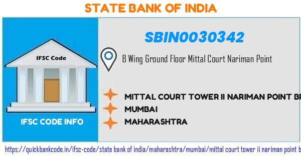 State Bank of India Mittal Court Tower Ii Nariman Point Branch SBIN0030342 IFSC Code
