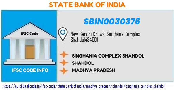 State Bank of India Singhania Complex Shahdol SBIN0030376 IFSC Code