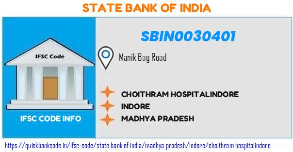 SBIN0030401 State Bank of India. CHOITHRAM HOSPITAL,INDORE