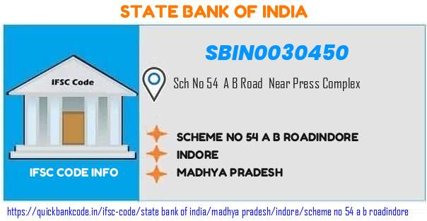 State Bank of India Scheme No 54 A B Roadindore SBIN0030450 IFSC Code