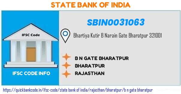 State Bank of India B N Gate Bharatpur SBIN0031063 IFSC Code