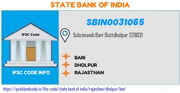State Bank of India Bari SBIN0031065 IFSC Code