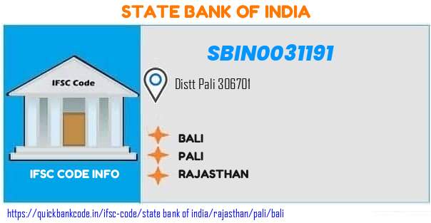 State Bank of India Bali SBIN0031191 IFSC Code