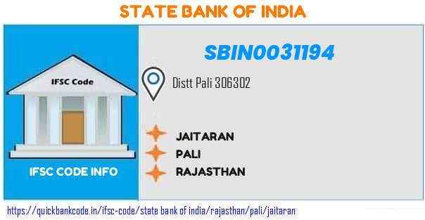 State Bank of India Jaitaran SBIN0031194 IFSC Code