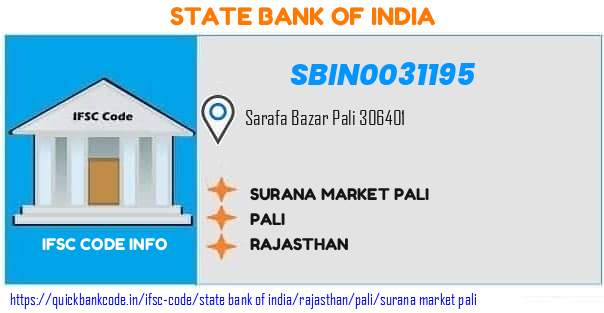 State Bank of India Surana Market Pali SBIN0031195 IFSC Code