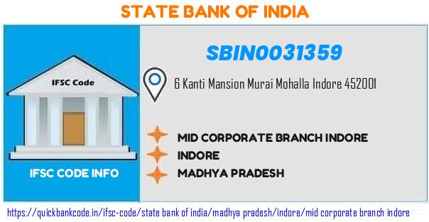 State Bank of India Mid Corporate Branch Indore SBIN0031359 IFSC Code
