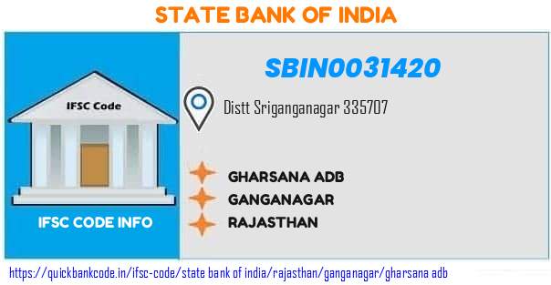 State Bank of India Gharsana Adb SBIN0031420 IFSC Code